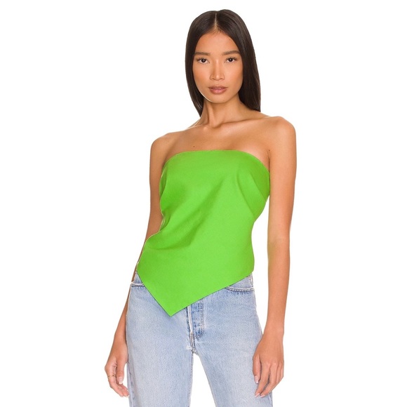 L'Academie Tops - L’Academie Darragh Linen Strapless Handkerchief Top in Lime Green NWT